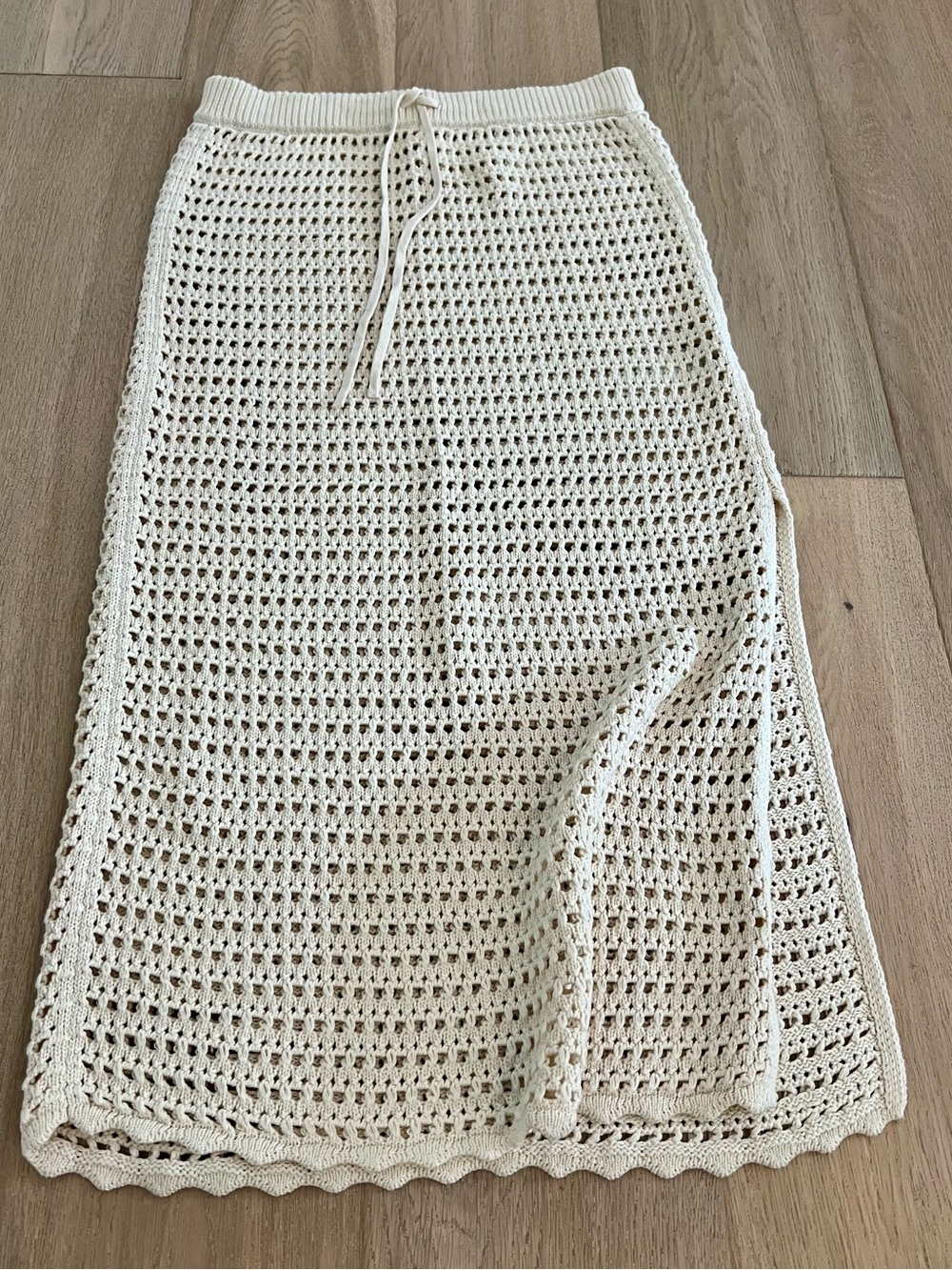 Hollister Cream Crochet Midi Skirt